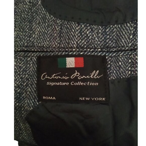 ANTONIO Parillo Blue Tweed Silk Wool Single Breasted Casual Blazer Sz 48 - Picture 8 of 10